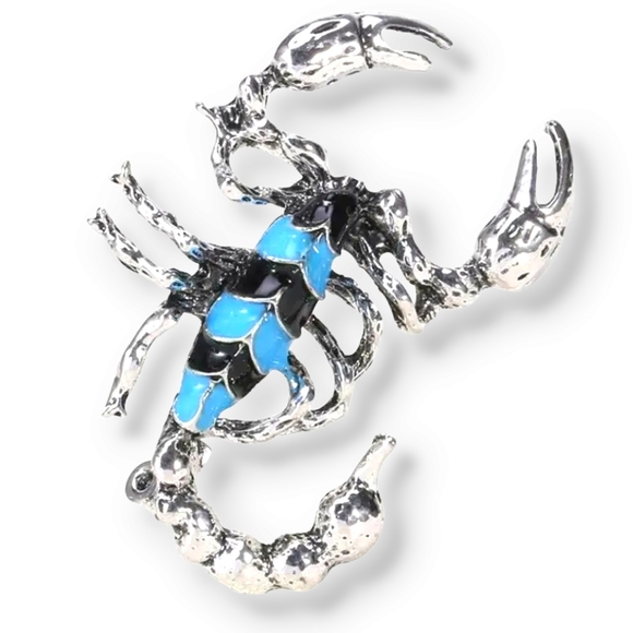 Silver plated black-and-blue scorpion  Necklace/brooch - Picture 2 of 15